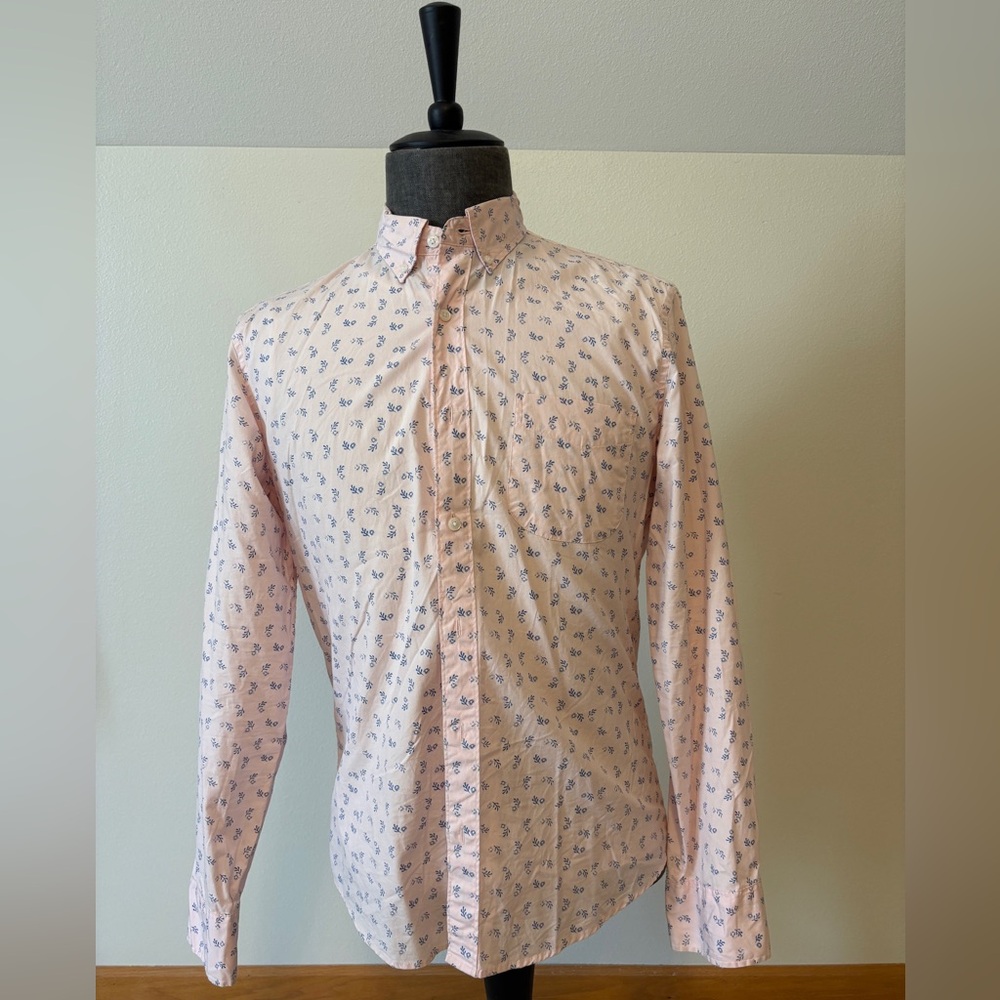 J. Crew Pink and Blue Casual Button Down Shirt